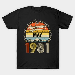 Awesome Since May 1981 Vintage 42nd Birthday T-Shirt